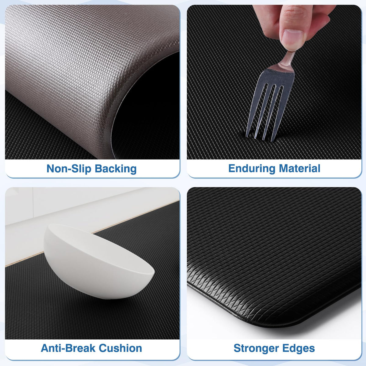 StepRite kitchen mats feature non-slip backing for secure placement on floors