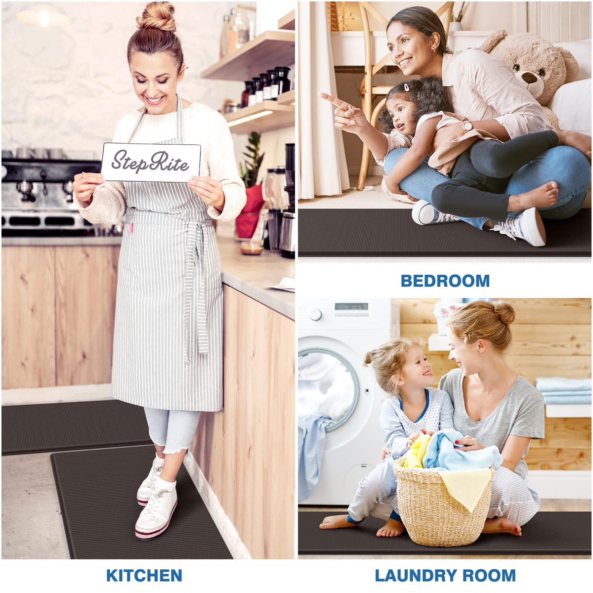 StepRite kitchen mats premium material maintains shape and support over time.