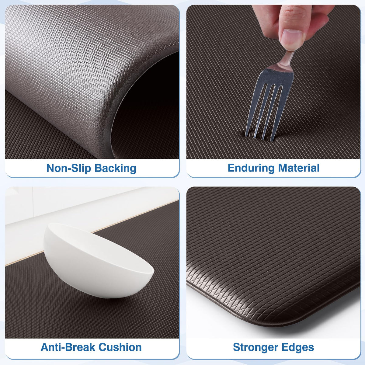 StepRite kitchen mats waterproof surface keeps spills contained and easy to wipe.