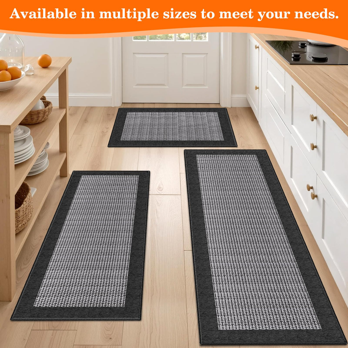 StepRite kitchen rug in black color complements any decor