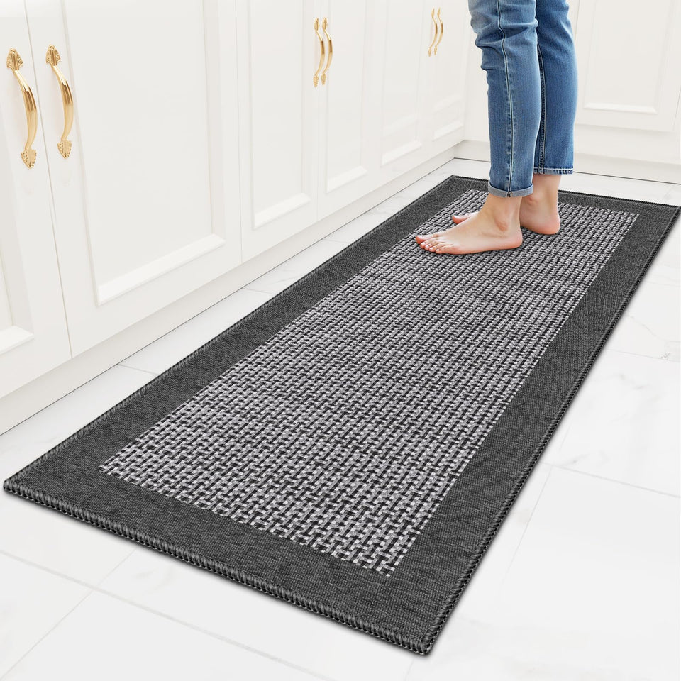 StepRite kitchen rug with non-slip grey backing keeps floors secure.