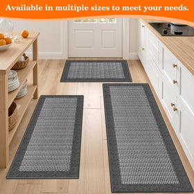 Grey kitchen rug adds timeless style to any space.
