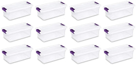 Sterilite 6 Qt ClearView latch box base, clear for quick content visibility