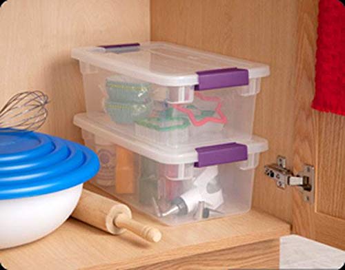 Sterilite 6 Qt ClearView latch for shoe organization in closet