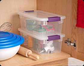 Sterilite 6 Qt ClearView latch for shoe organization in closet