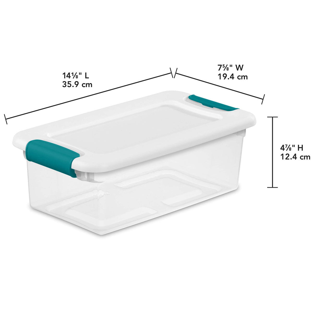Sterilite 6 Qt latching box lid open for one-handed access and quick retrieval.
