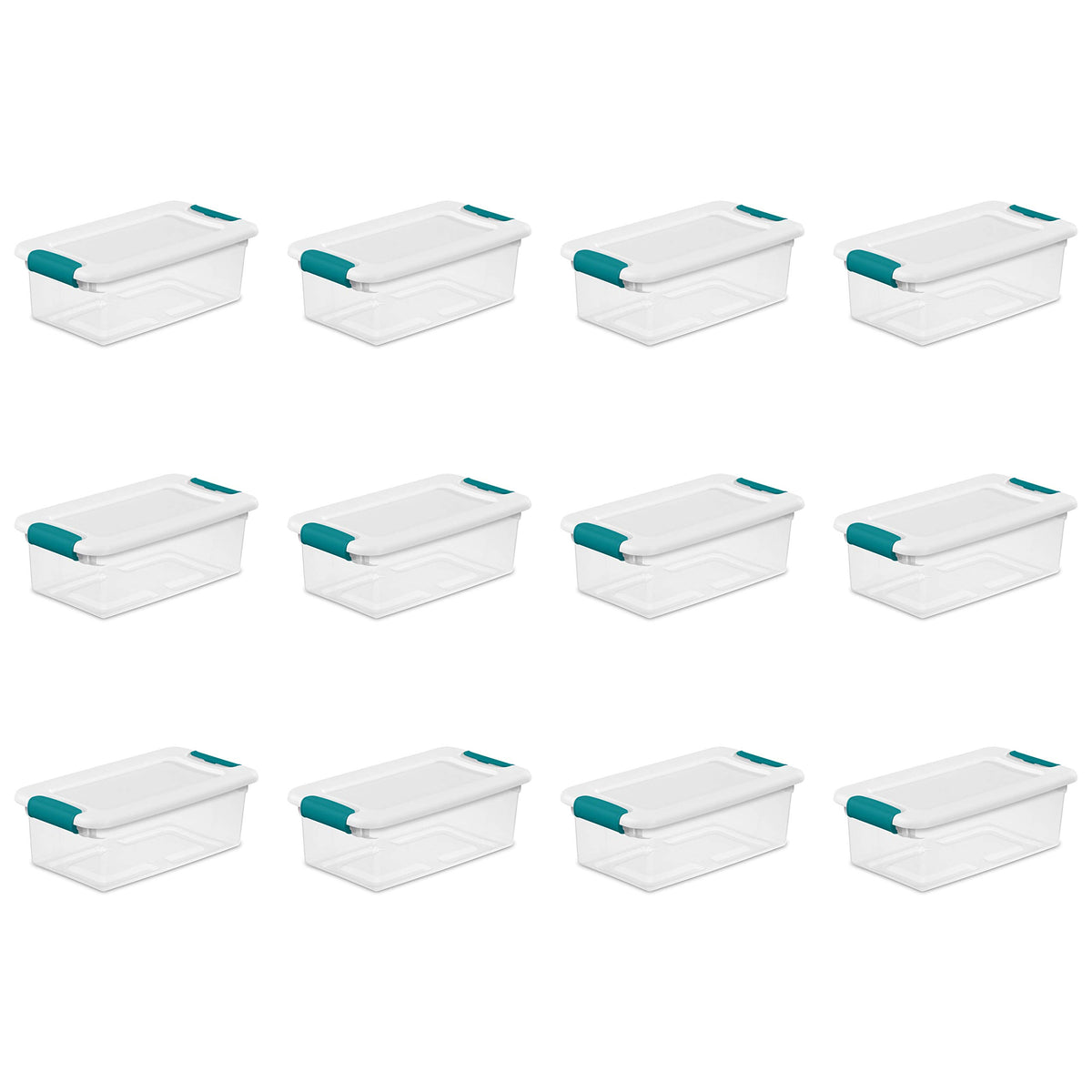 Sterilite 6 Qt latching box side view for space-saving closet organization.