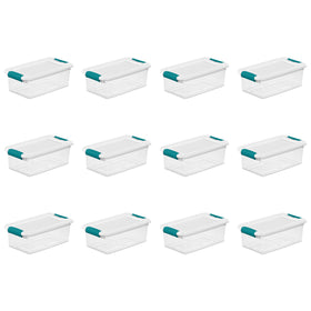 Sterilite 6 Qt latching box side view for space-saving closet organization.