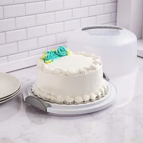 Sterilite cake server white carry handle for portability
