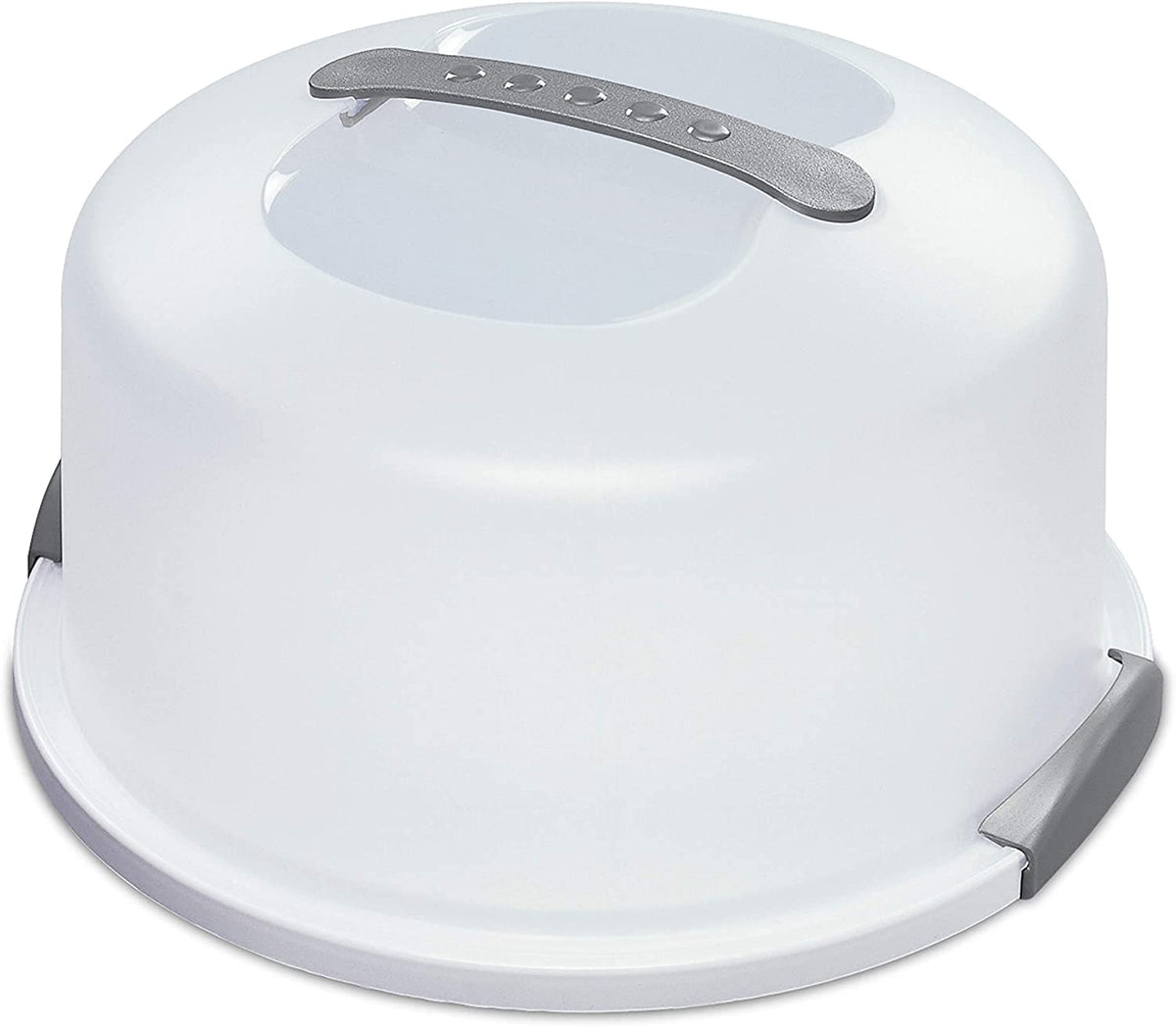Sterilite cake server circular container white front view for easy storage