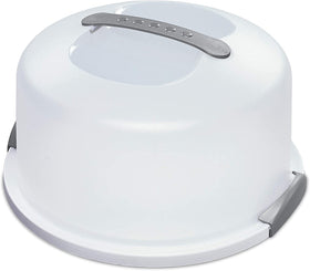 Sterilite cake server circular container white front view for easy storage