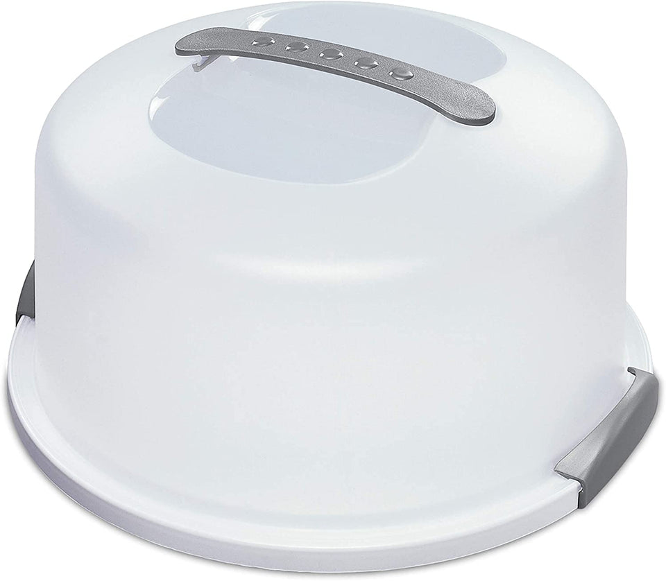 Sterilite cake server circular container white front view for easy storage