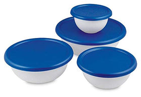 Sterilite four-quart bowl with Blue Sky lid for batch prep