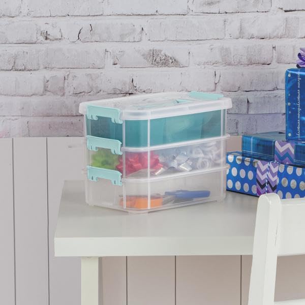 Sterilite layer stack and carry box divider tray keeps items separated.