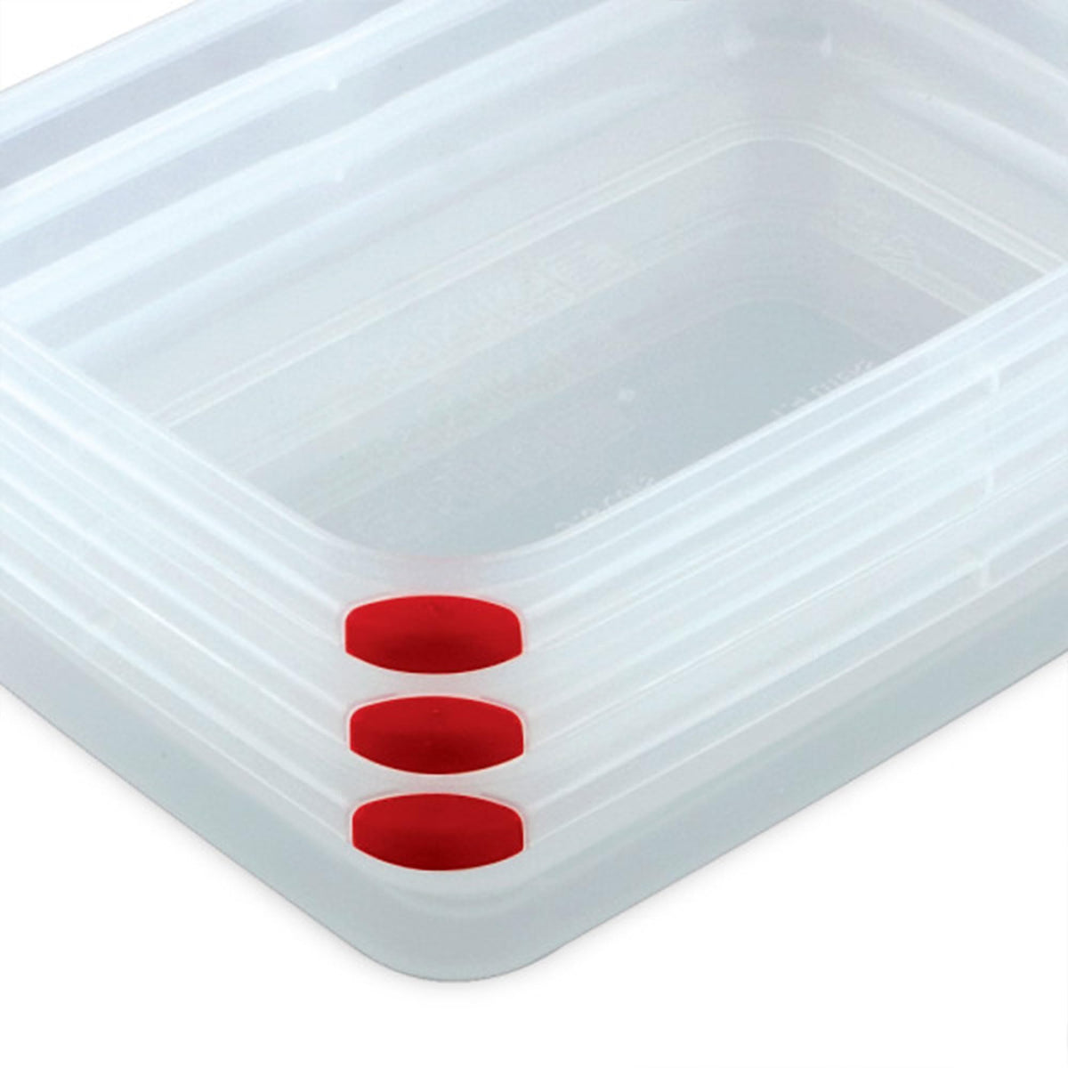 Red-trim Sterilite container design aids quick matching.