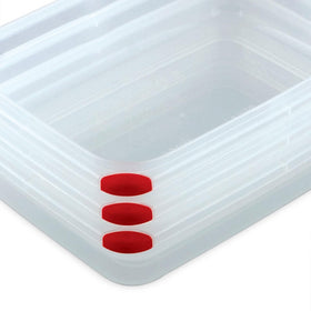 Red-trim Sterilite container design aids quick matching.
