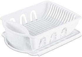 Sterilite sink dish rack highlights oversized flatware holders for organized drying