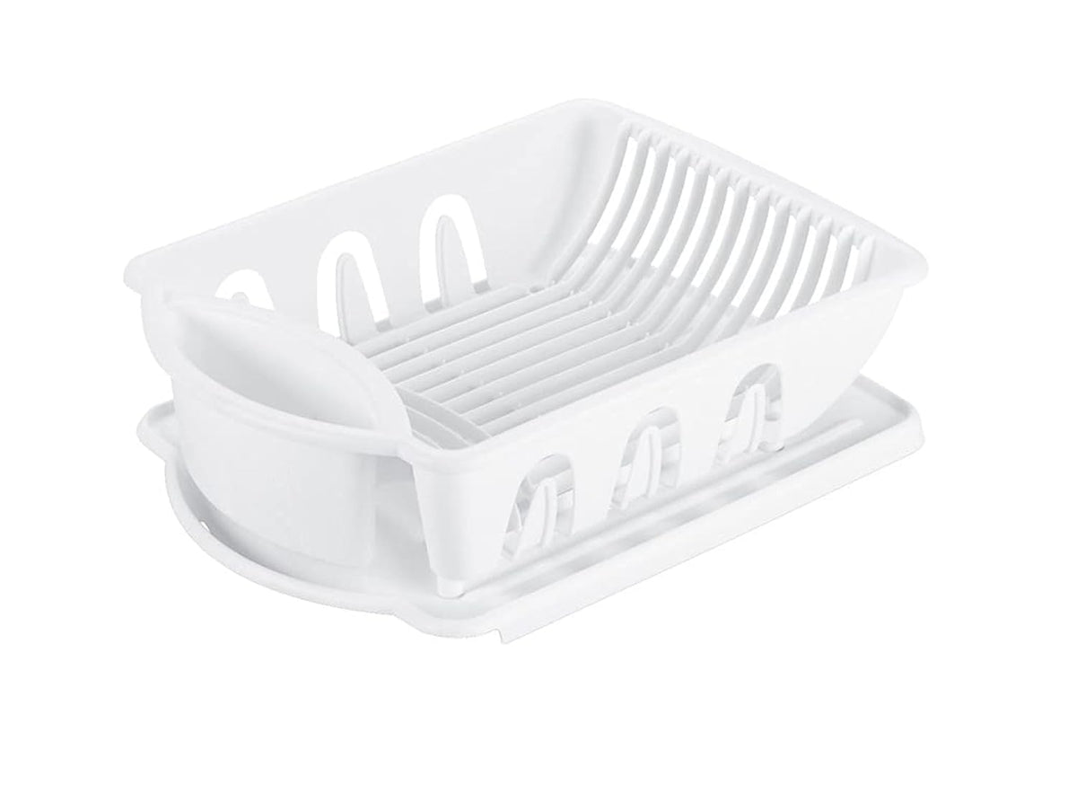 Sterilite sink dish rack drainer with detachable drainboard for efficient air drying