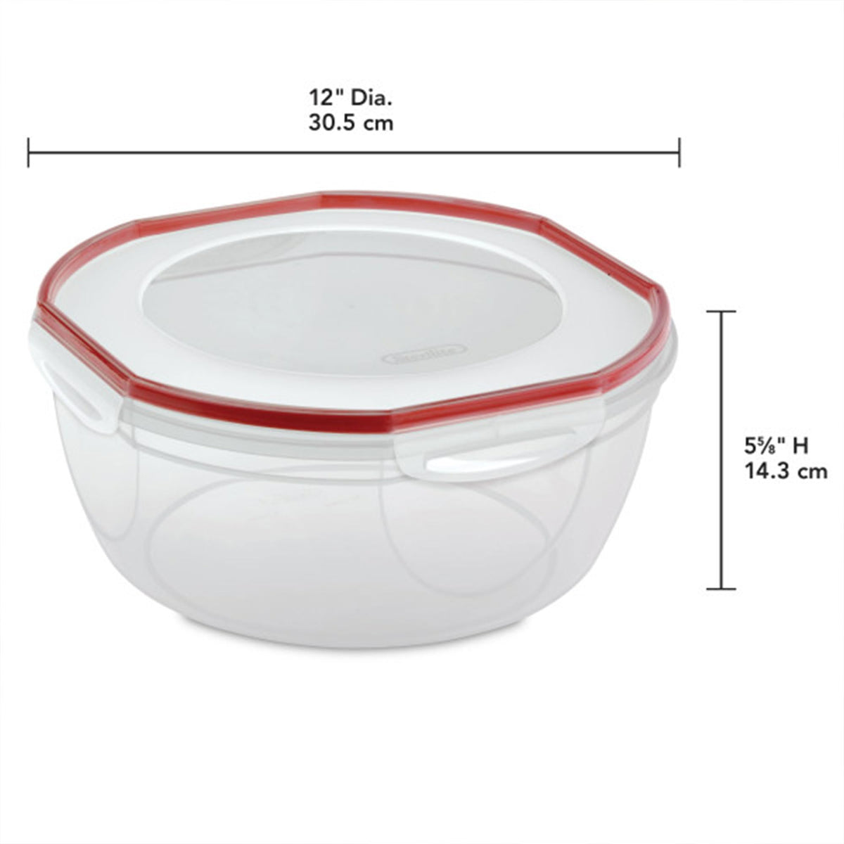 Sterilite Ultra-Seal 8.1 Qt bowl red gasket closeup seals airtight