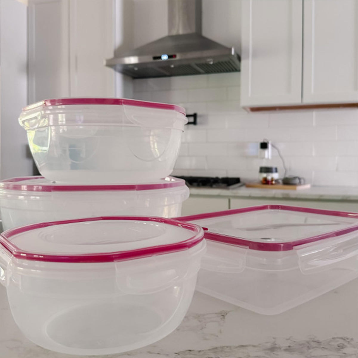 Vent lid releases steam for safer microwave reheating.