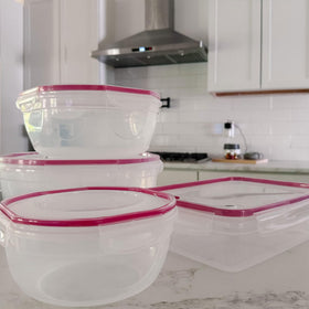 Vent lid releases steam for safer microwave reheating.