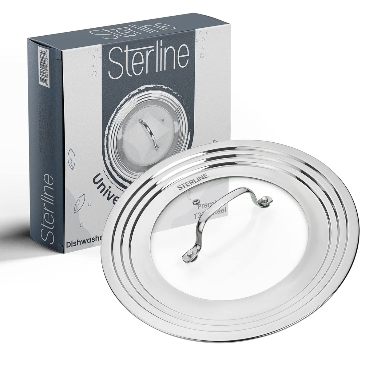 Sterline large lid with glass top and steam vent for easy monitoring.
