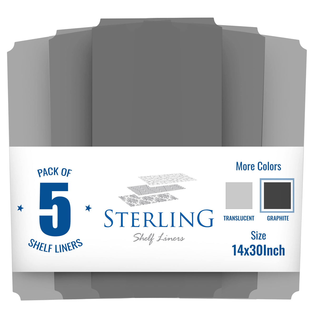 Sterling Shelf Liners graphite cut-to-size ensures precise fit for 14x30 units.