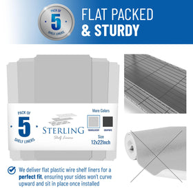 Sterling Shelf Liners Graphite waterproof surface protects against spills