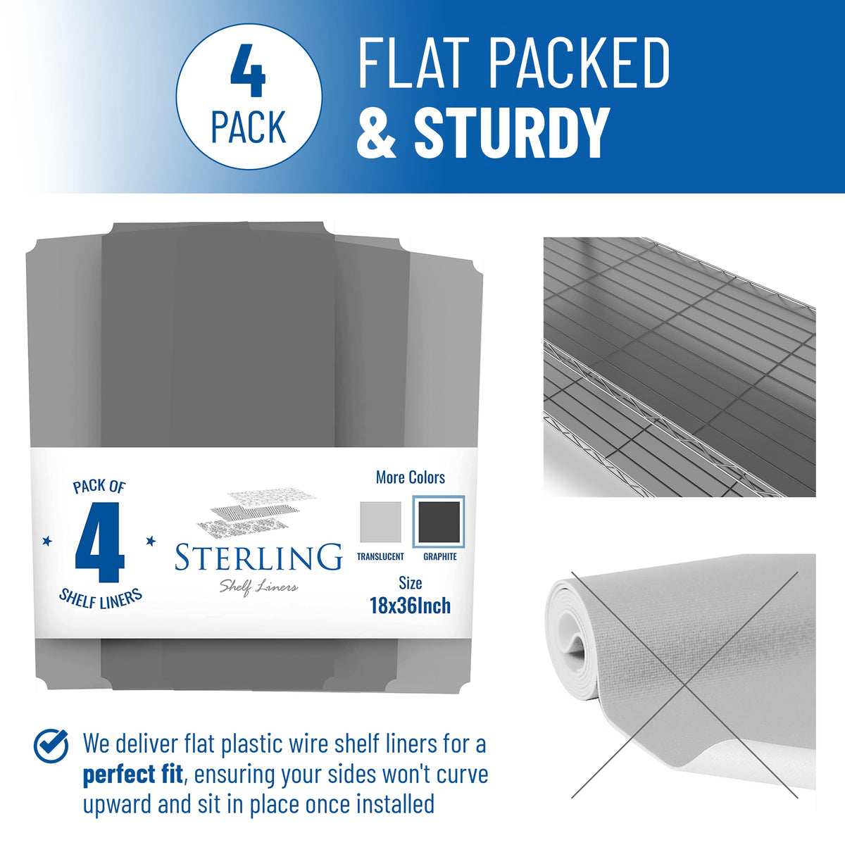 Sterling Shelf Liners waterproof barrier between wire shelves
