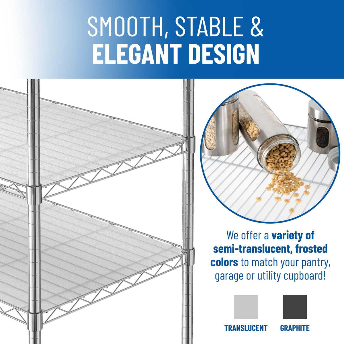 Sterling Shelf Liners secure fit on wire shelving