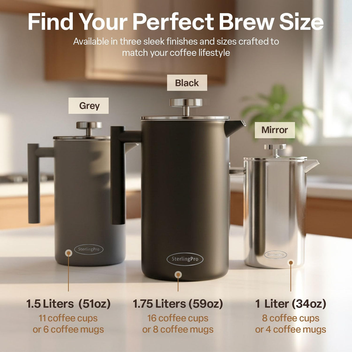 SterlingPro dual-filter system minimizes sediment for cleaner pours and clearer flavor.