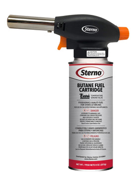 Sterno torch with auto shut-off enhancing control during longer tasks.