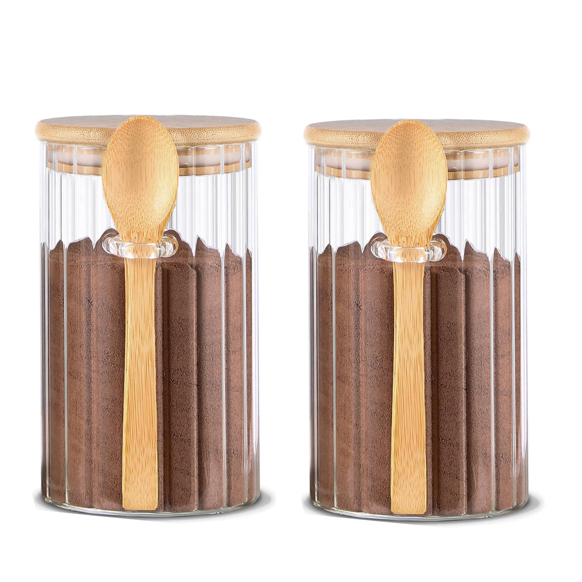 Steviieden 24oz airtight glass jar with bamboo lid keeps pantry organized.