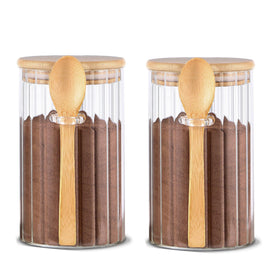Steviieden 24oz airtight glass jar with bamboo lid keeps pantry organized.