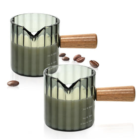 Steviieden espresso cups with wood handle for precise 4 oz pours.