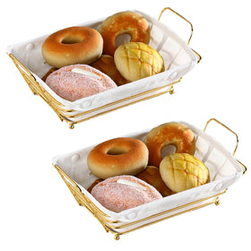 Sthrucrack gold wire bread basket ideal for presenting bread at meals and parties.