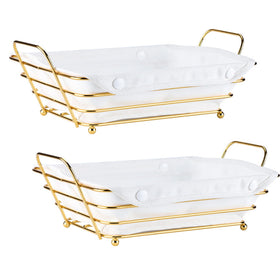 Sthrucrack gold wire fruit basket keeps fresh produce visible and accessible on the counter.
