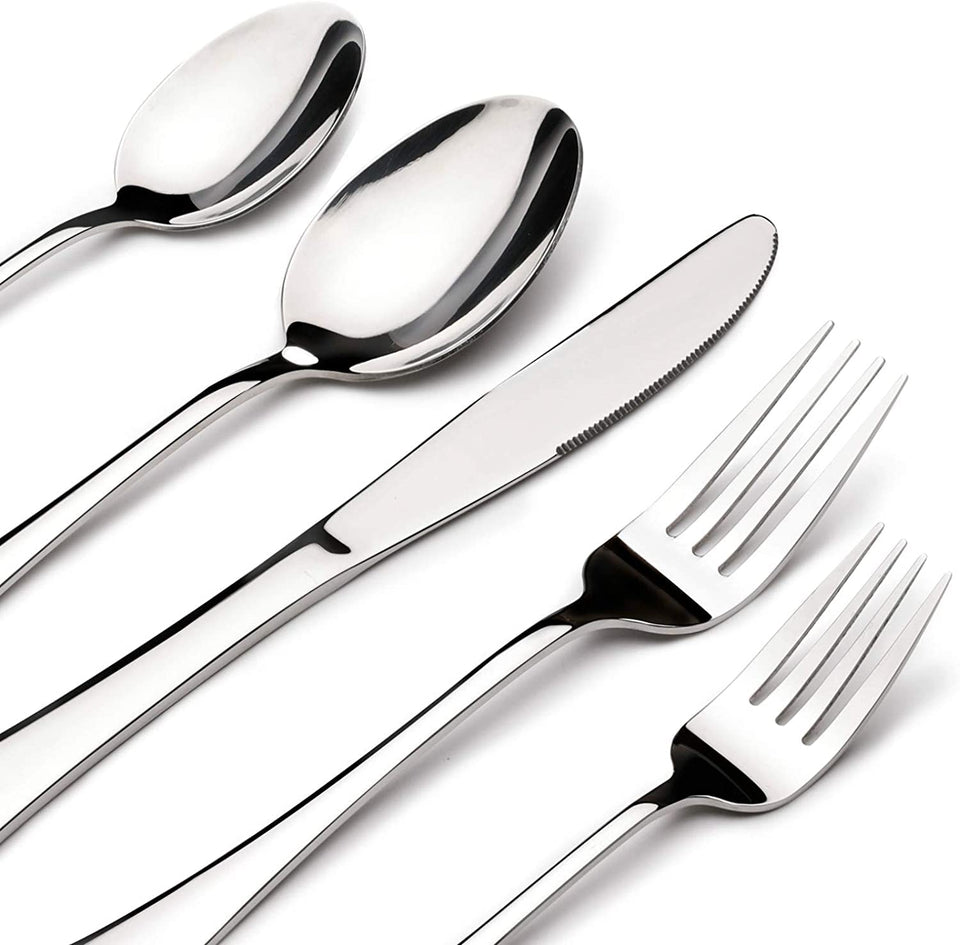 Stilloye 60-piece silverware set dinner knives with polished finish for daily dining
