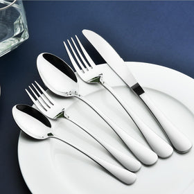 Stilloye 60-piece silverware set salad forks, elegant square-edge design