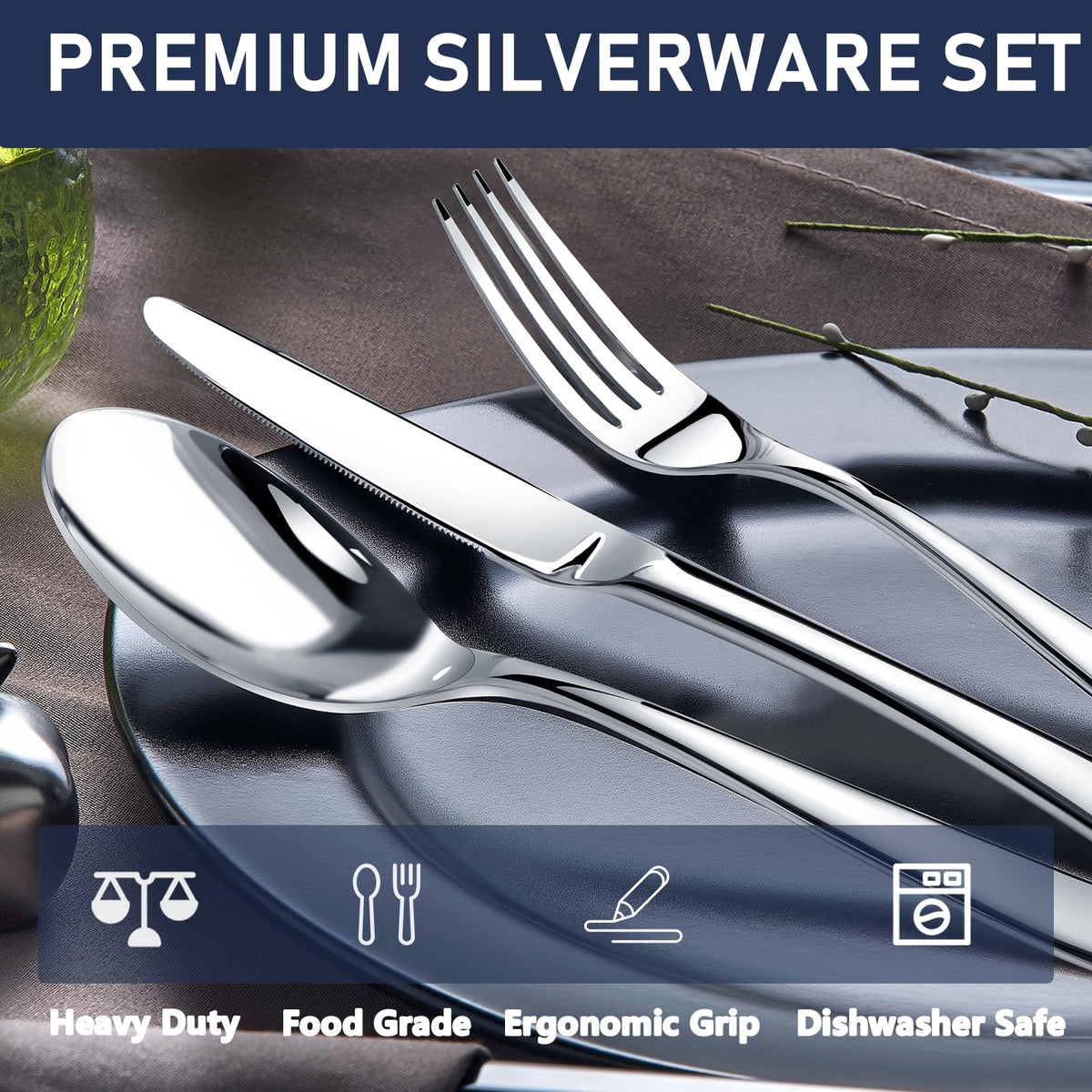 Stilloye heavy duty silverware dinner fork with balanced weight for comfortable use