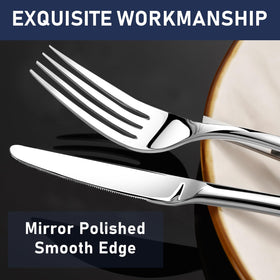 Stilloye heavy-duty silverware set: six dinner spoons with smooth edges for easy scooping