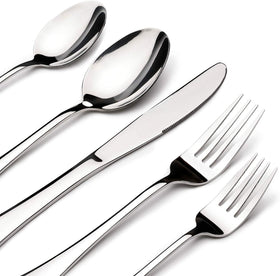 Stilloye 30-piece silverware set on display for everyday dining with durable, rust-resistant shine