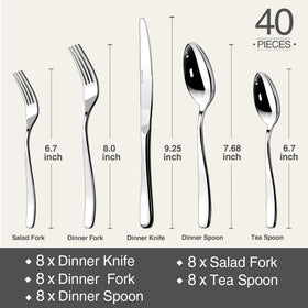 Stilloye silverware closeup highlighting the mirror finish and smooth edges.