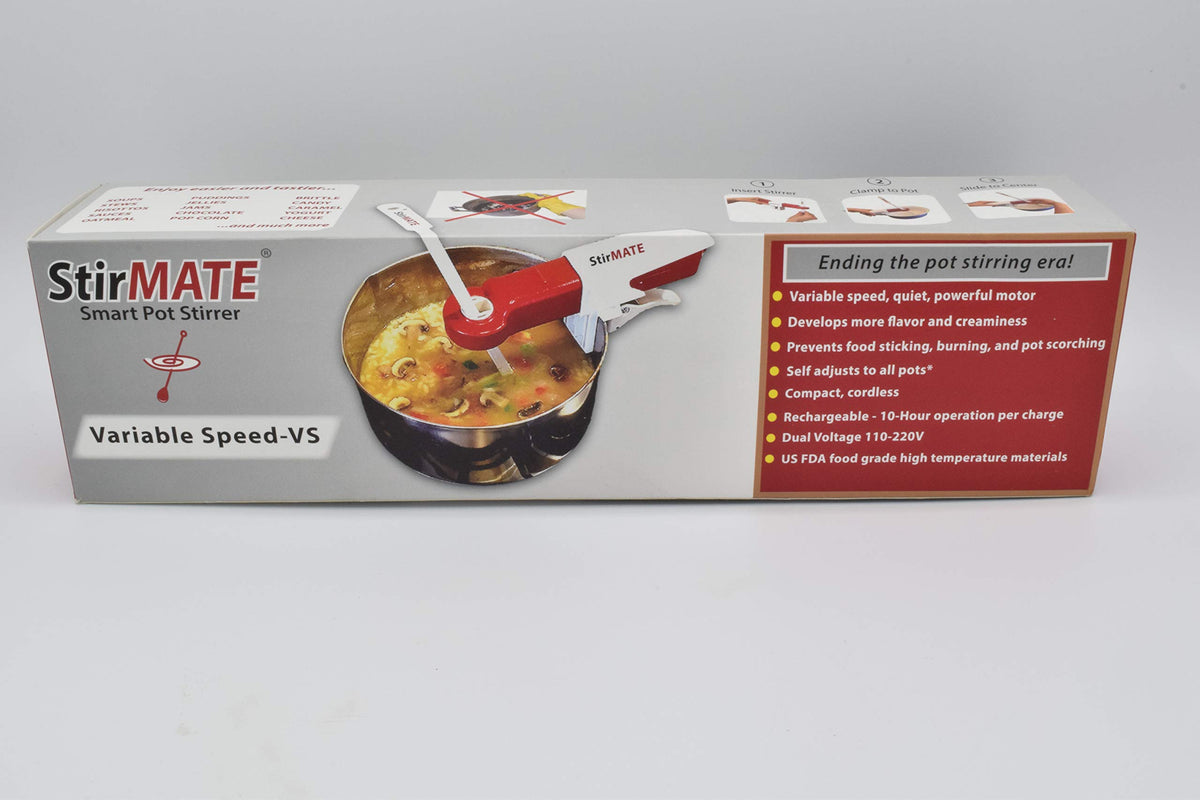 STIRMATE cordless stirrer on charging for extended use.