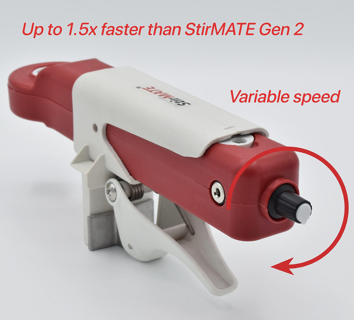 STIRMATE self-adjusting stirrer fits 6–9 inch pots for versatility.