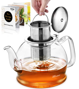 STNTUS glass teapot 1200 ml shows generous capacity for several brews.