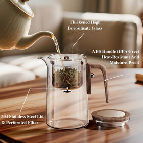STNTUS INNOVATIONS Enchanti teacup with wood ring offers comfortable grip.