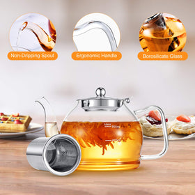 STNTUS teapot infuser with stainless steel filter for clean, flavorful brew.