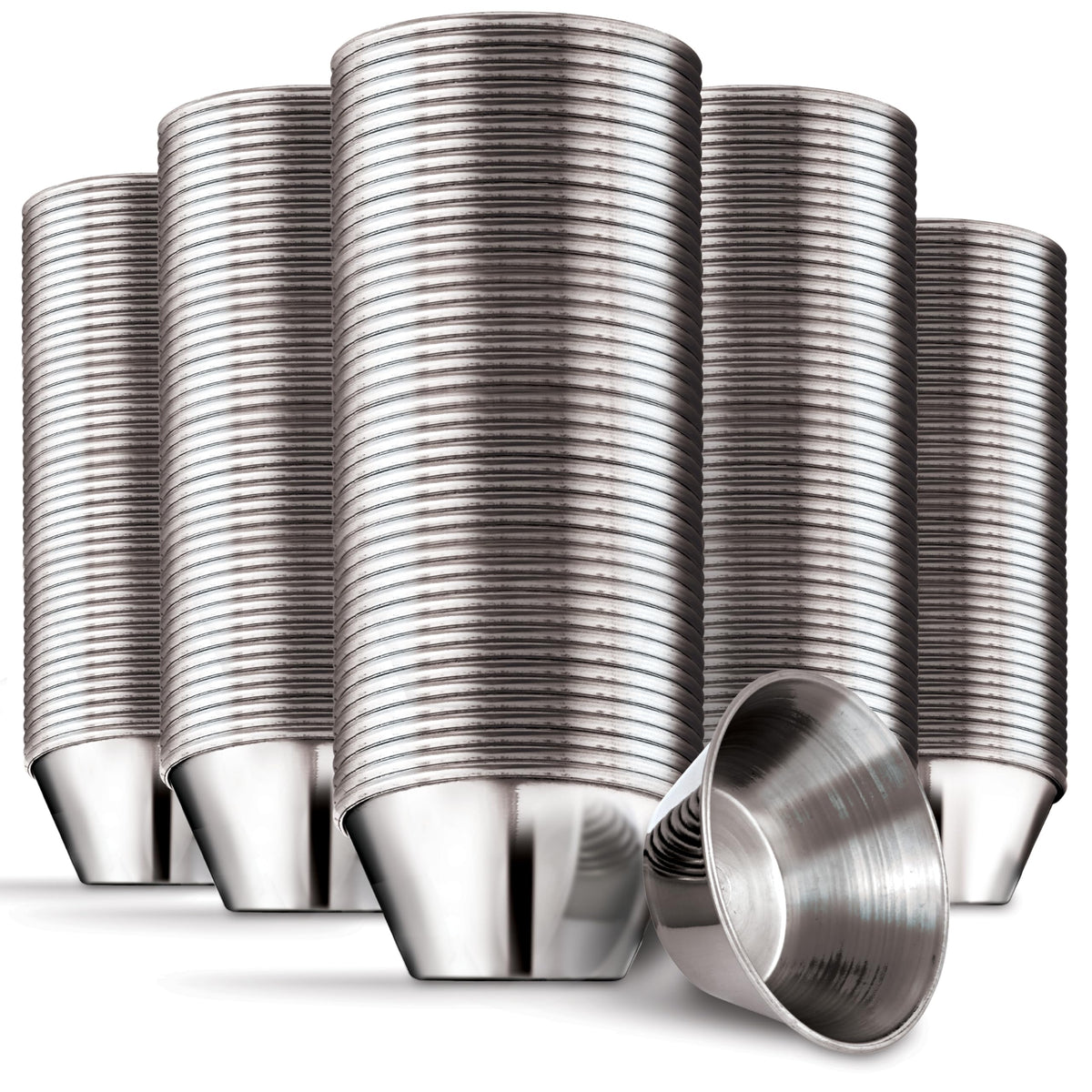 Stock Your Home 1.5 oz condiment cups stacked for space-saving service.