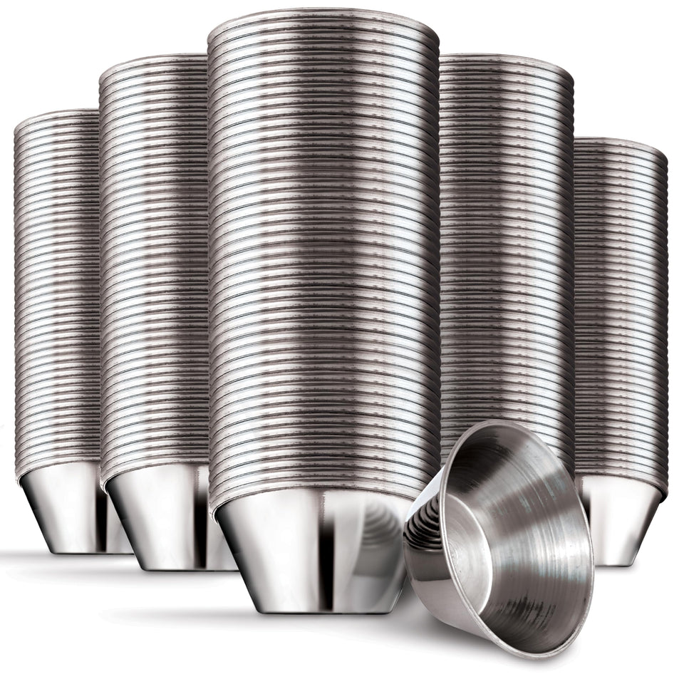 Stock Your Home 1.5 oz condiment cups stacked for space-saving service.